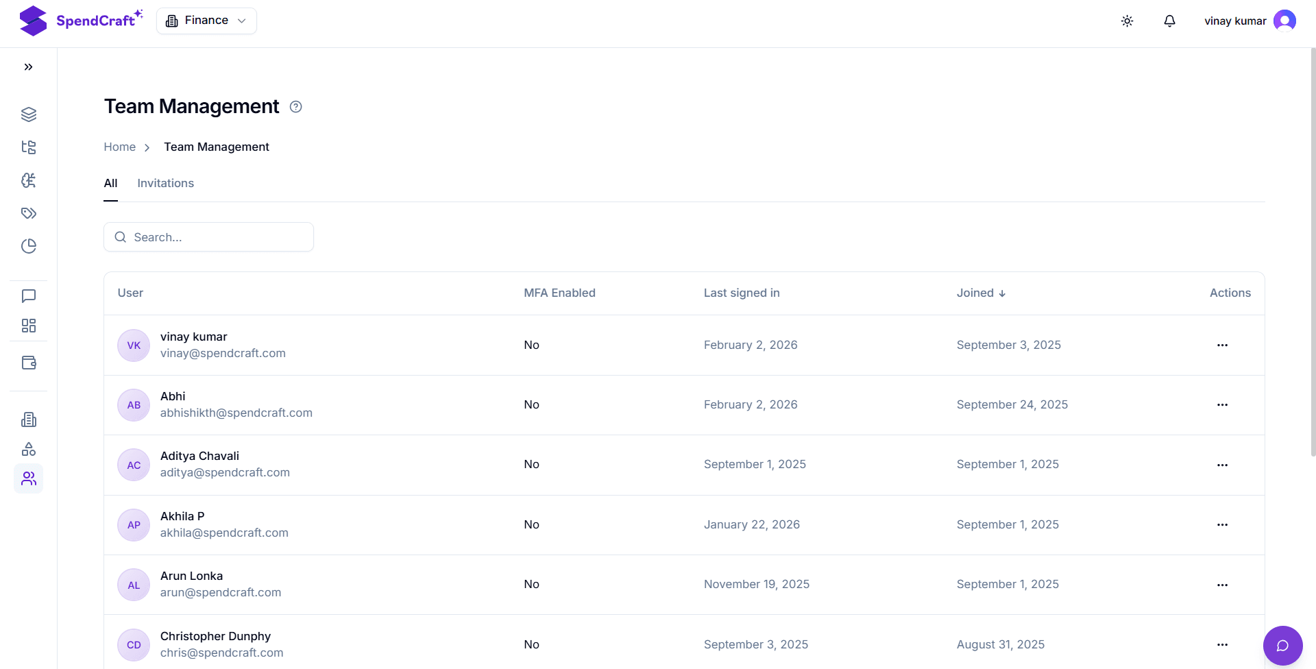 Invite a new team member flow